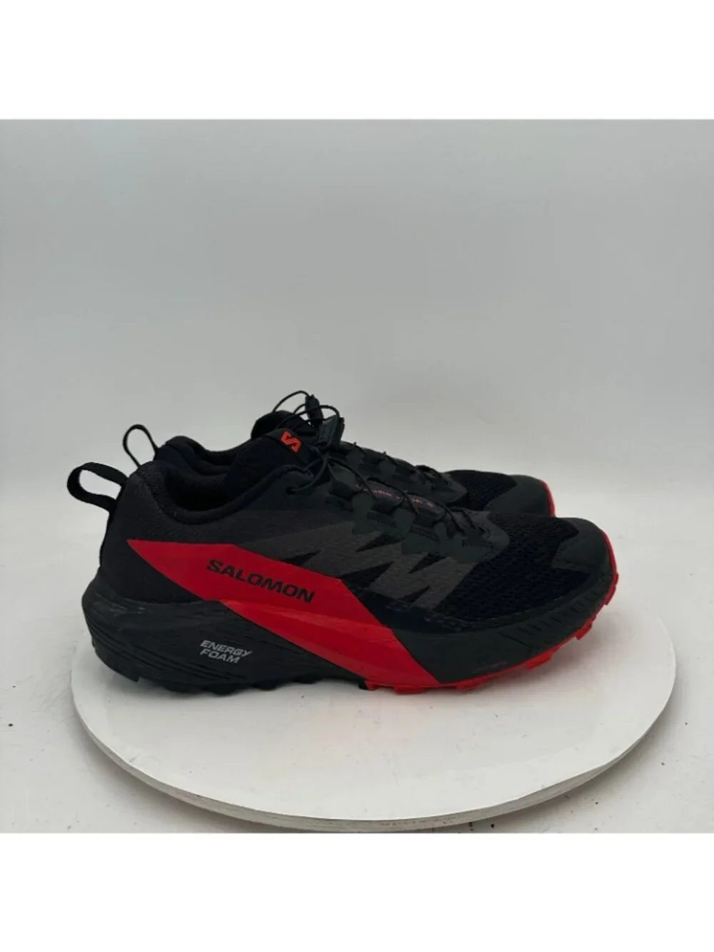 Salomon Sense Ride 5 Men Size 7 Black Red Drawstring Trail Running Shoes